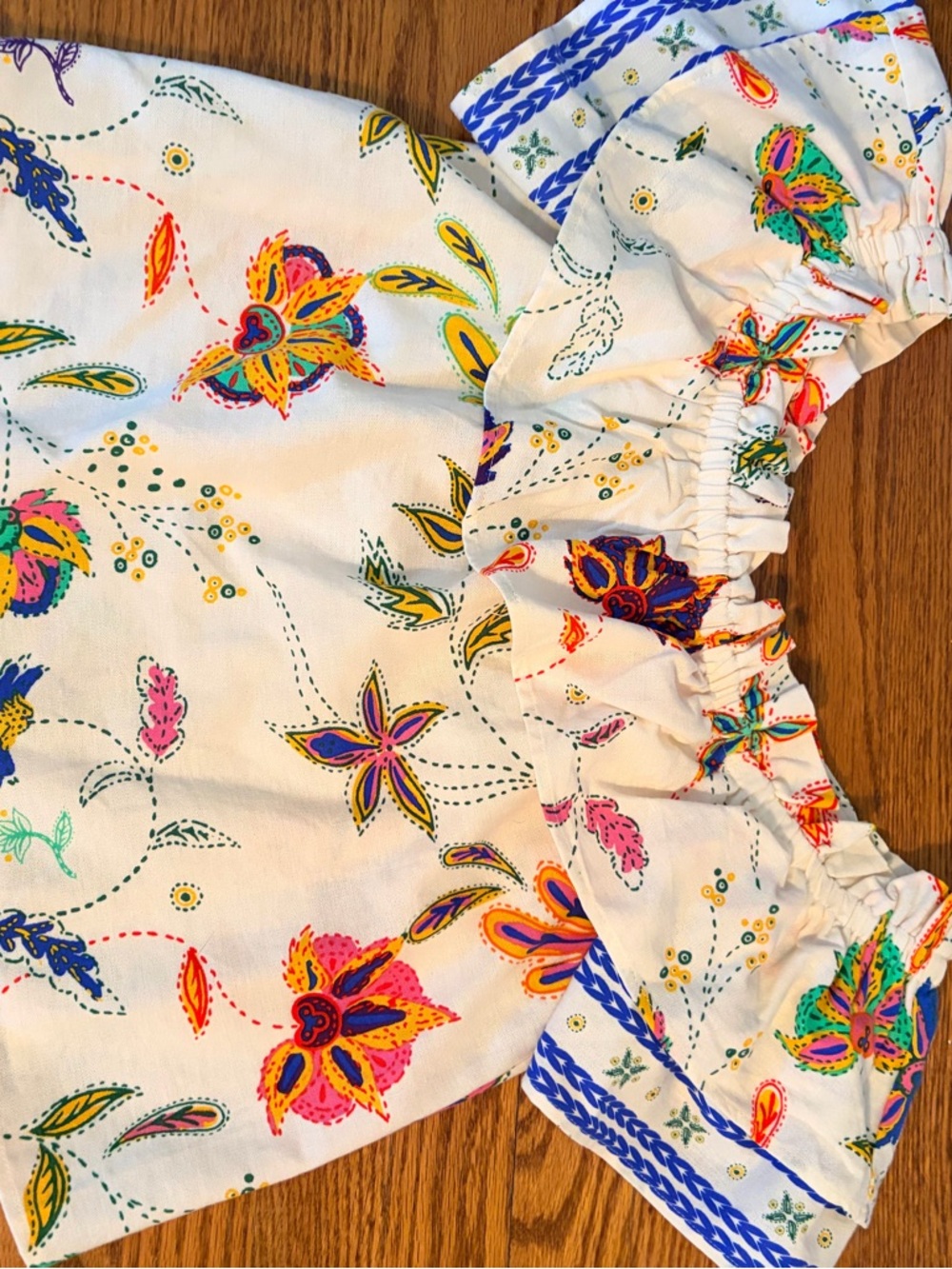 Sugarlips White Floral Off-Shoulder Blouse with Multicolor Print